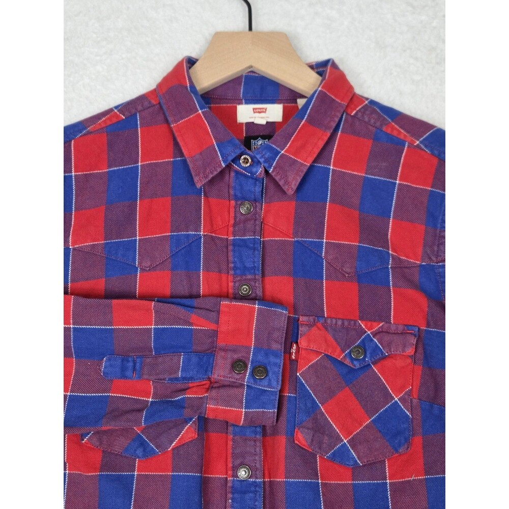 Buffalo Bills x NFL‎ Shirt Mens Large Red Blue Football Levi's Plaid Flannel - Picture 2 of 11